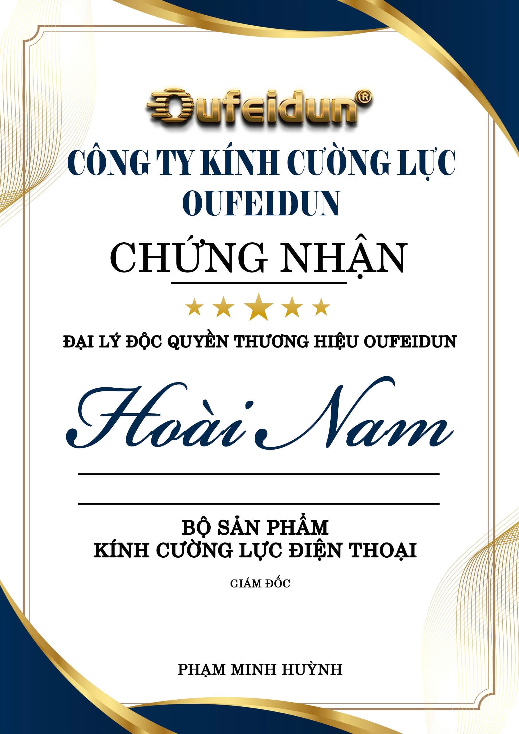 Chứng nhận đại lý Hoài Nam